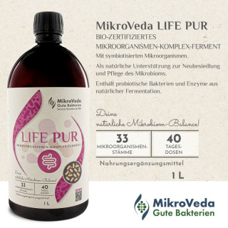 ABO-MikroVeda®LIFE PUR, Nahrungsergänzungsmittel, Bio-Qualität (DE ÖKO 037) - alle 2 Monate: 2 x 1 Liter